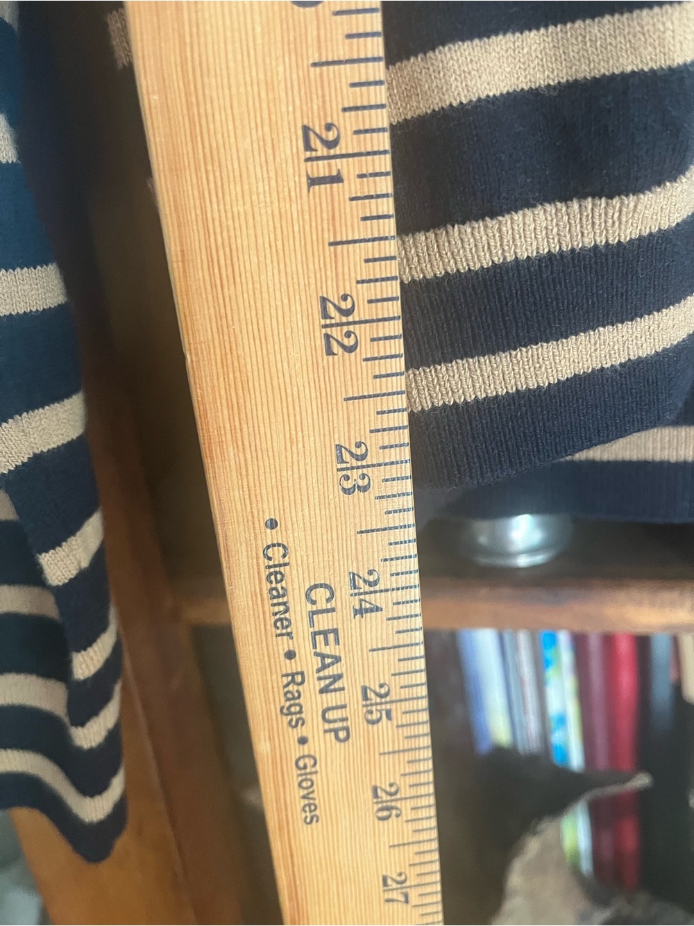 Boden NWT Liz Henley Navy and Tan Striped V‑Neck Polo Cotton Wool Blend Sweater - Picture 13 of 15